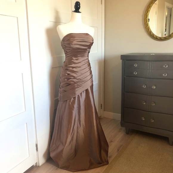Retro Strapless Taffeta Prom Evening Bridesmaid Dress - Picture 1 of 10